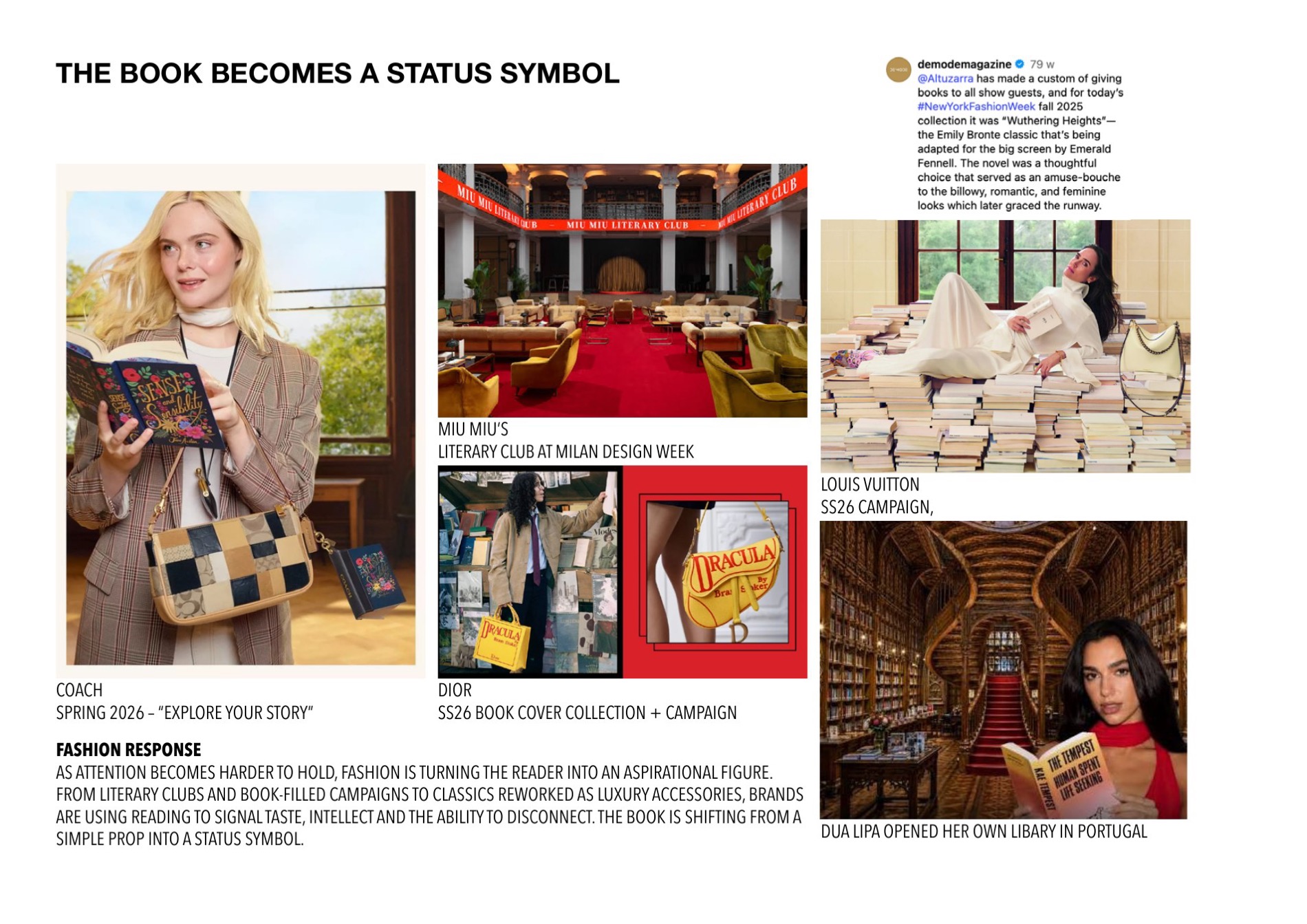 The book becomes a status symbol — fashion's response, from literary clubs to book-led campaigns