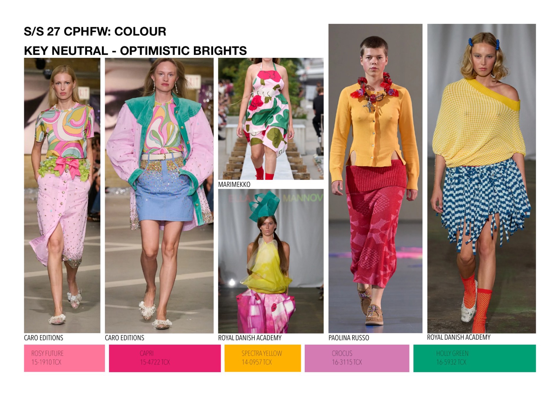 Key neutral — optimistic brights, with Pantone references