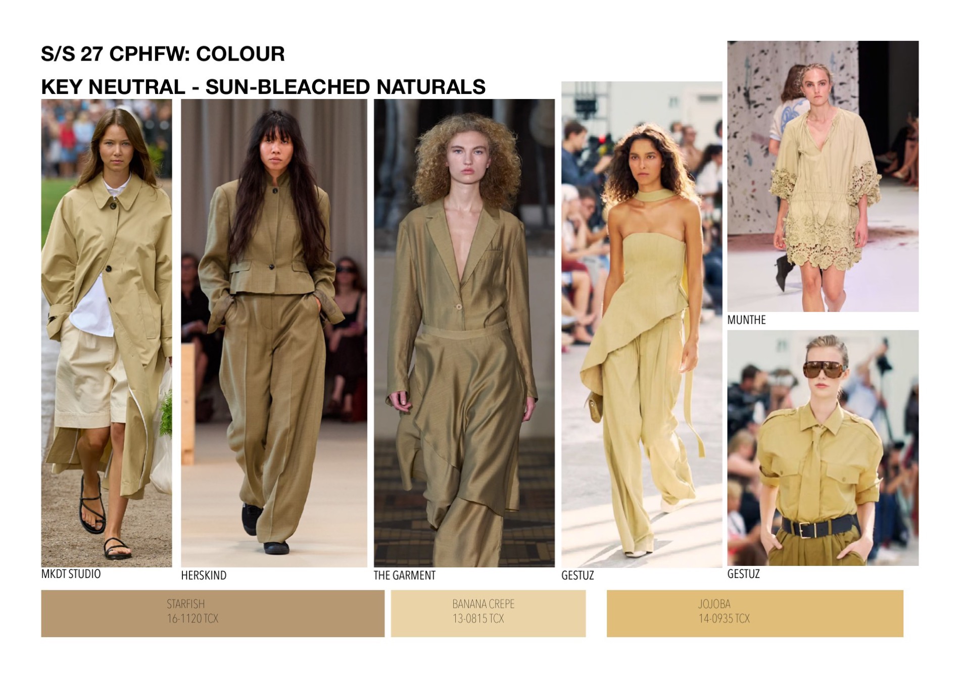 Key neutral — sun-bleached naturals, with Pantone references