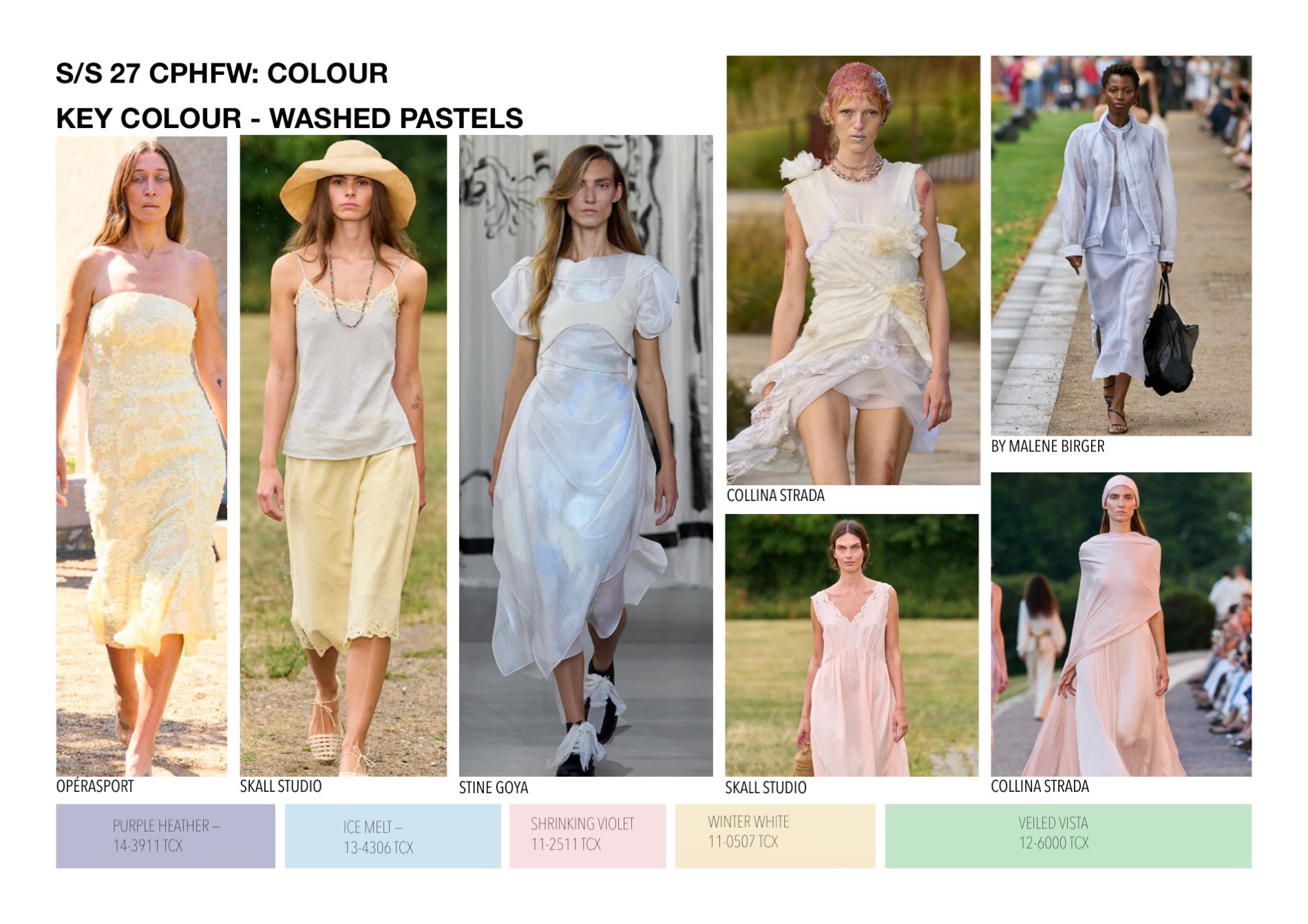 Key colour — washed pastels, with Pantone references