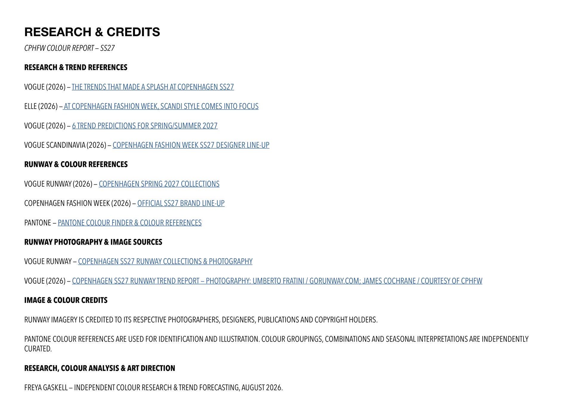 CPHFW Colour Report research and credits