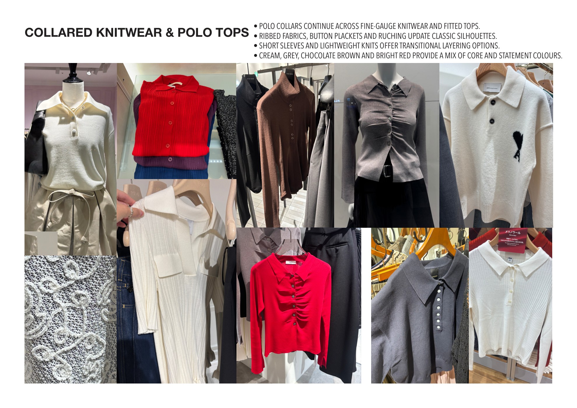 Collared knitwear and polo tops observed in Tokyo retail