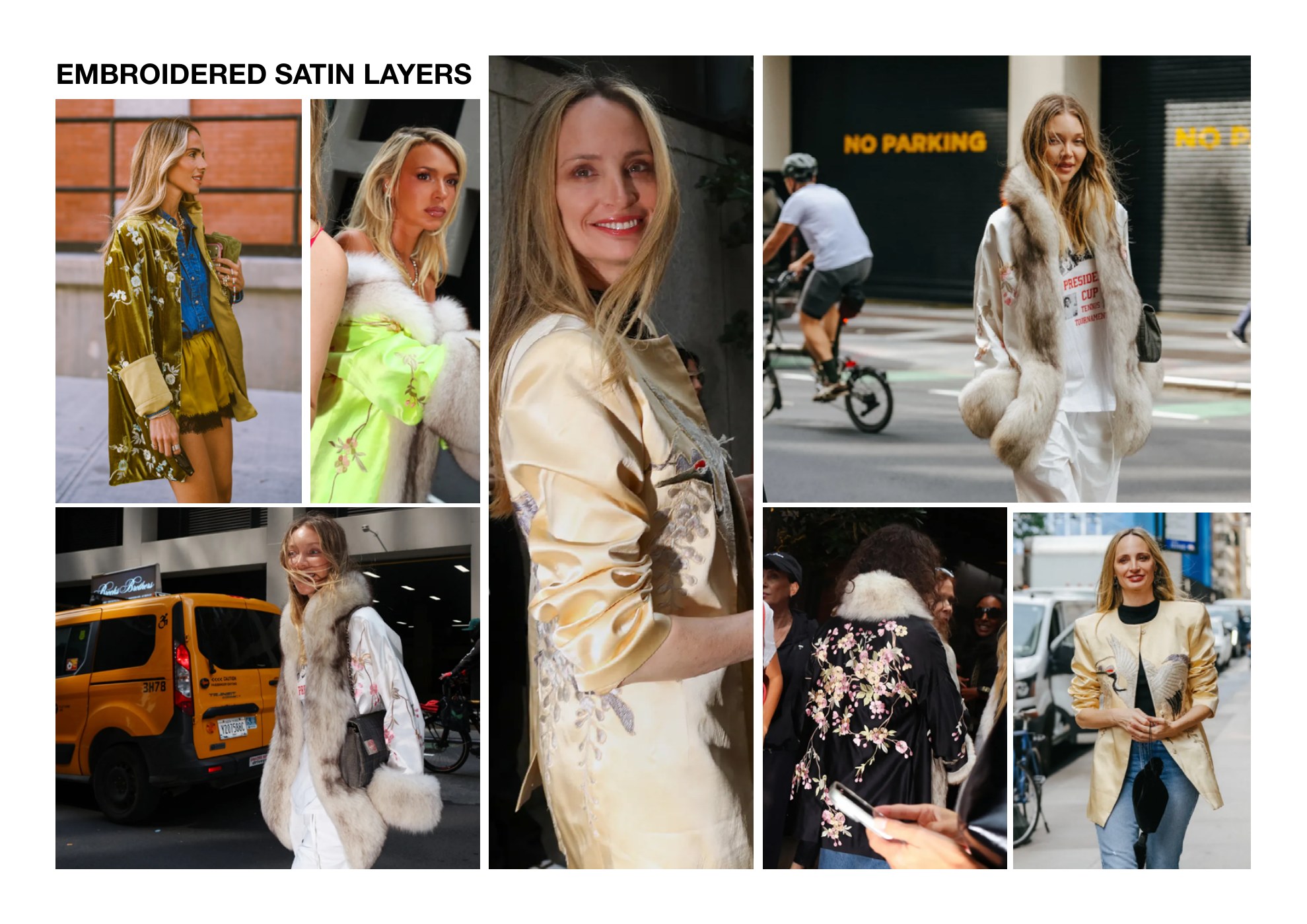 Embroidered satin layers seen at New York Fashion Week
