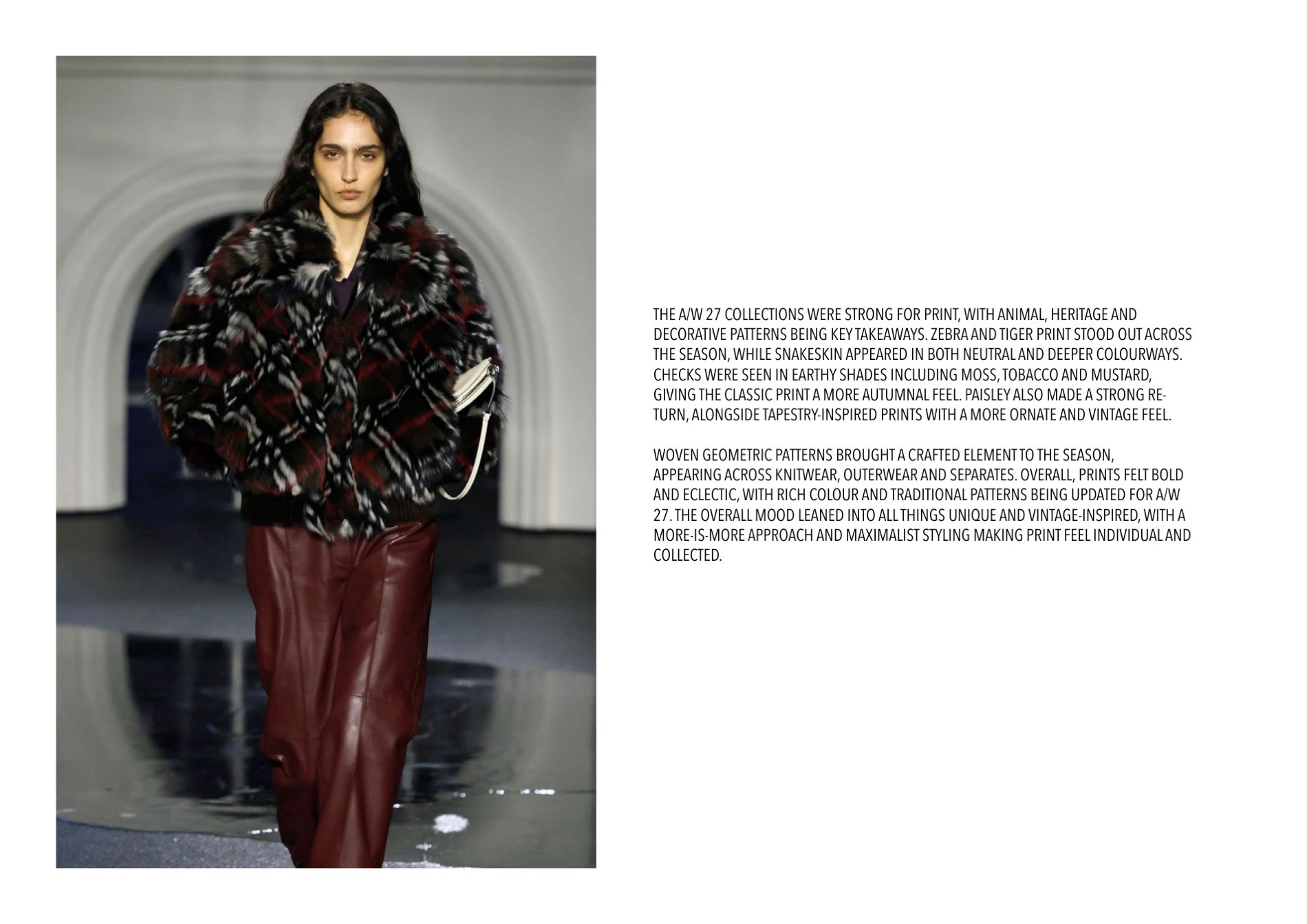Overview — animal, heritage and decorative prints as the season's key takeaways
