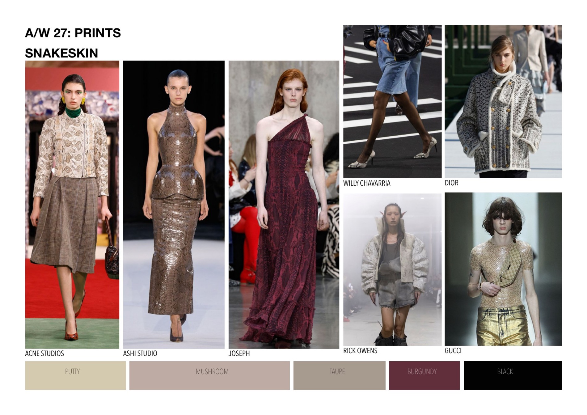 Snakeskin print direction, with colour references