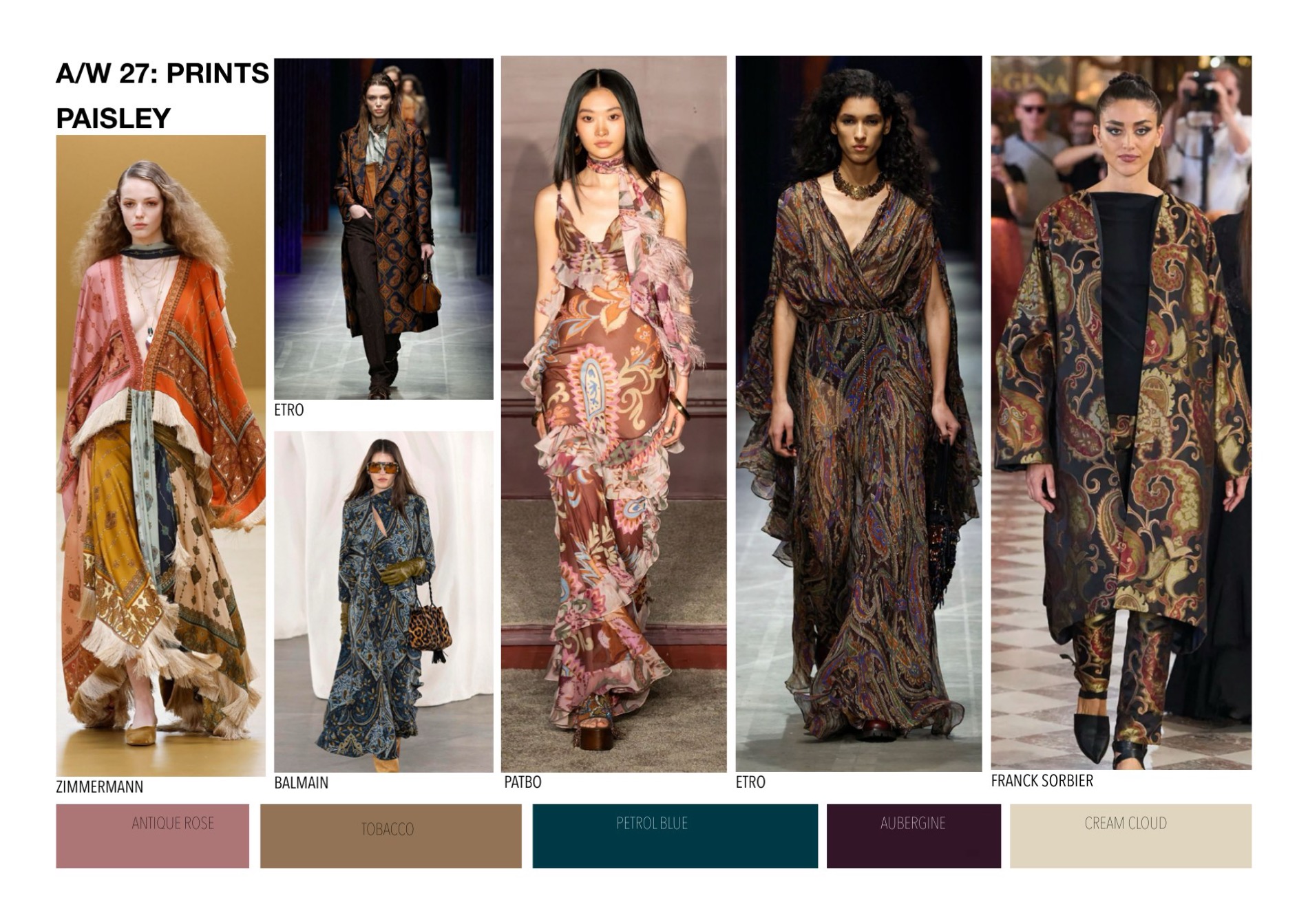 Paisley print direction, with colour references