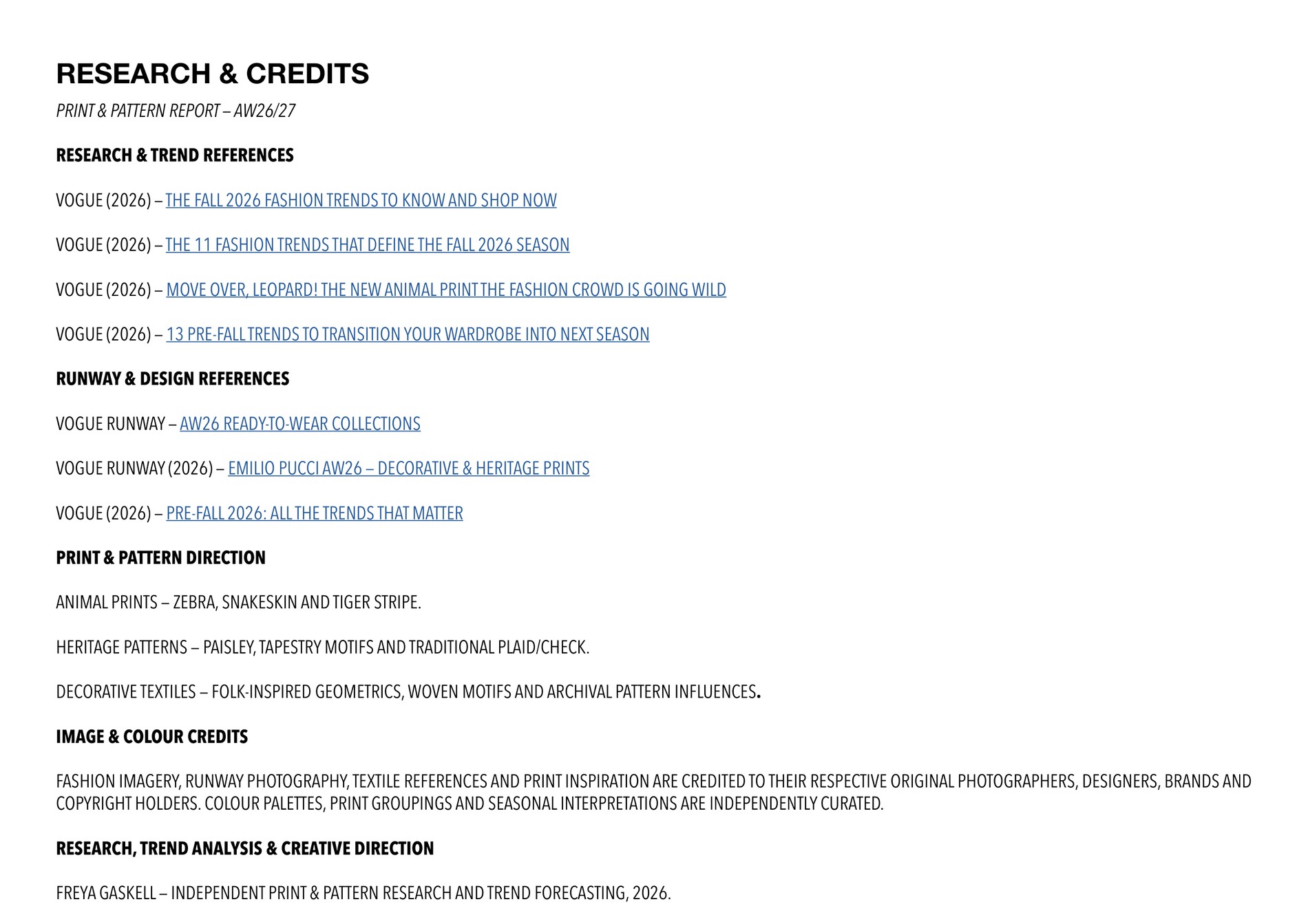 Print and Pattern Report research and credits