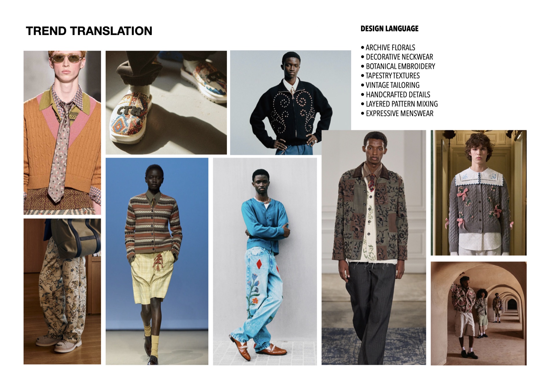 Trend translation — design language and expressive menswear direction